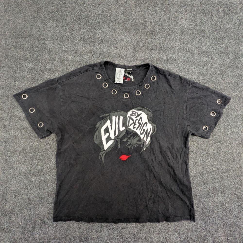 Her Universe Disney Cruella T Shirt Womens M Black Acid Wash Grommet Graphic Tee